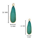 Green Druzy Stone Necklace for Jewelry Making 12X15 12X30 15X18 8X26 Pear/Flat Teardrop Bezel Charm 24K Gold Plated Over 925 Sterling Silver