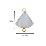 Gray druzy natural bezel charms connectors, 15mm bell-shaped 24k gold electroplated women jewelry-making earrings, bracelets, necklaces, and DIY crafts.