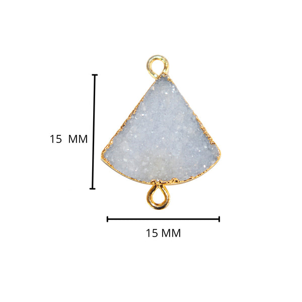 Gray druzy natural bezel charms connectors, 15mm bell-shaped 24k gold electroplated women jewelry-making earrings, bracelets, necklaces, and DIY crafts.