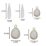 White Druzy Pear/Teardrop Bezel: 24K Gold Plated, Sterling Silver