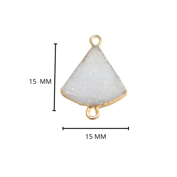 White druzy natural bezel charms connectors, 15mm bell-shaped 24k gold electroplated women jewelry-making earrings, bracelets, necklaces, and DIY crafts.
