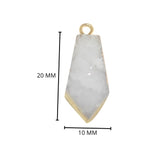 White druzy natural bezel charms pendants, 10X20mm tie-shaped 24k gold electroplated women jewelry-making earrings, bracelets, necklaces, and DIY crafts.