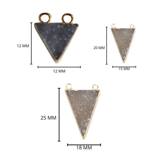 24k Gold Electroplated -Kissed Gray Druzy - Handmade Pendant Necklace - Gothy Elegance & Jewelry Gift