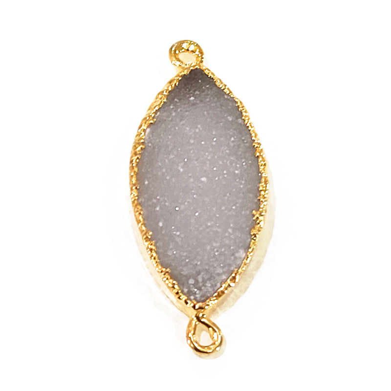 24K Gold Plated White Druzy Marquise Bezel Charm