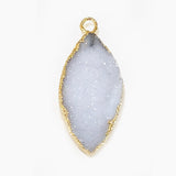 24K Gold Plated White Druzy Marquise Bezel Charm