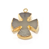 White druzy natural bezel charms pendants, 20mm flower-shaped 24k gold electroplated women jewelry-making earrings, bracelets, necklaces, and DIY crafts.