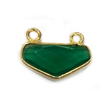 Green Onyx Chevron/Half Hexagon Pendant - Boho Chic Gemstone Necklace with 24kt Gold Elegance