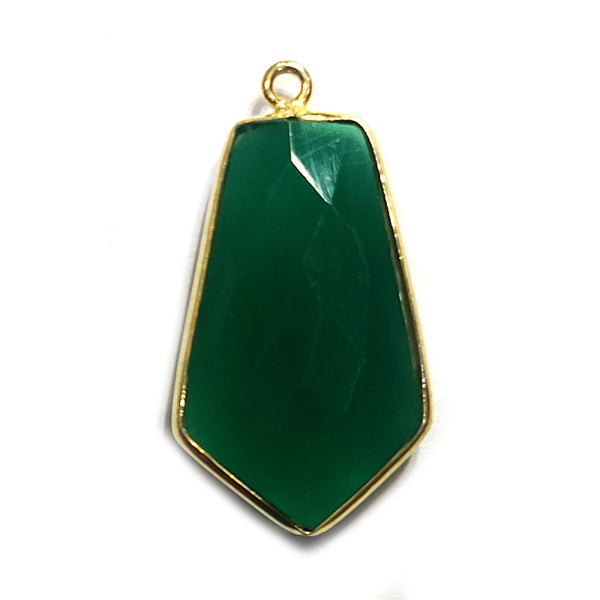 Green Onyx Tie Pendant - Boho Chic Gemstone Necklace with 24kt Gold Elegance