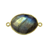 Labradorite Oval Pendant - Boho Chic Gemstone Necklace with 24kt Gold Elegance