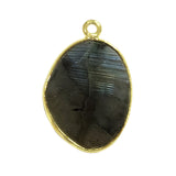 Labradorite Oval Pendant - Boho Chic Gemstone Necklace with 24kt Gold Elegance