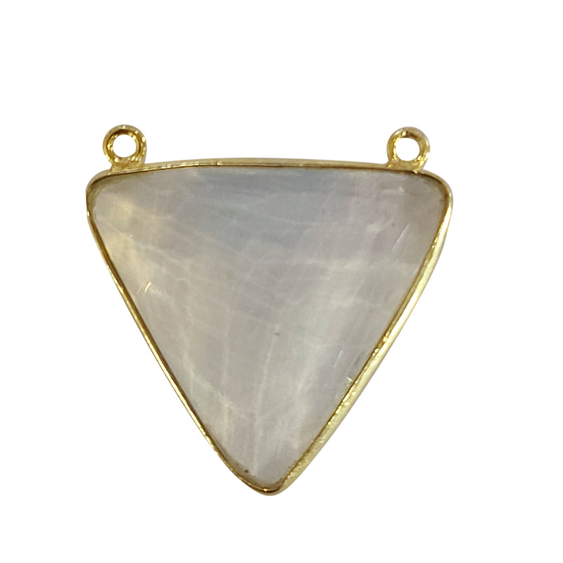 Opalite Stone Necklace for Jewelry Making 25X25mm Triangle Bezel Charms Pendants Connectors 24K Gold Plated Over 925 Sterling Silver
