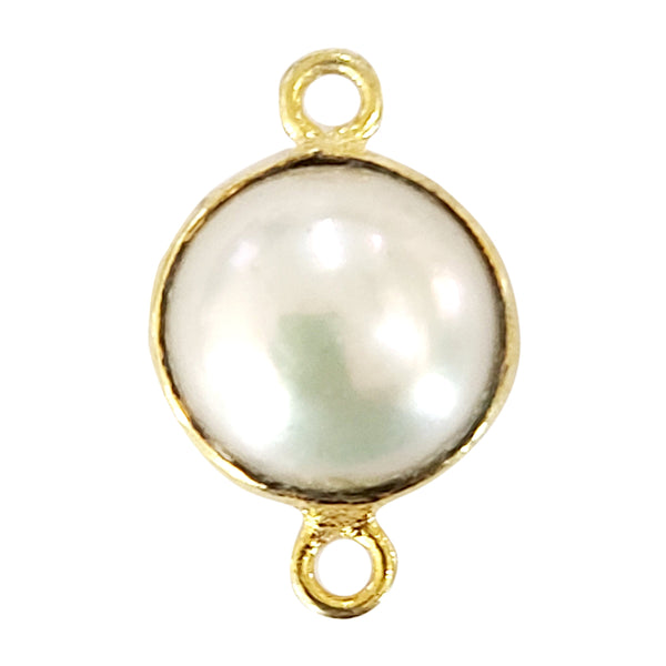 Gold Plated Sterling Silver Pearl Connector Charm (8mm/10mm)