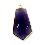 Amethyst Stone Necklace for Jewelry Making 15X25mm Tie Bezel Charms Pendants Connectors 24K Gold Plated Over 925 Sterling Silver