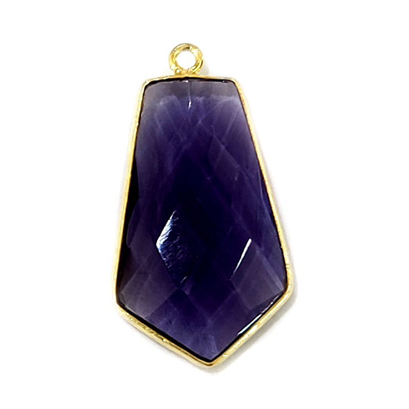 Amethyst Stone Necklace for Jewelry Making 15X25mm Tie Bezel Charms Pendants Connectors 24K Gold Plated Over 925 Sterling Silver