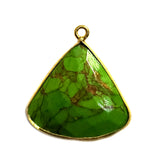Green Turquoise Bell/Quarter Circle Pendant - Boho Chic Gemstone Necklace with 24kt Gold Elegance