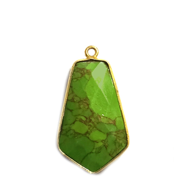 Green Turquoise Tie Pendant - Boho Chic Gemstone Necklace with 24kt Gold Elegance