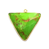 Green Turquoise Triangle Pendant - Boho Chic Gemstone Necklace with 24kt Gold Elegance