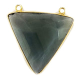London Blue Topaz Stone Necklace for Jewelry Making 15mm 25X25mm Triangle Bezel Charms Pendants 24K Gold Plated Over 925 Sterling Silver