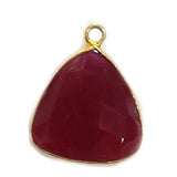 Ruby Stone Necklace for Jewelry Making 15mm 18X25mm Triangle Bezel Charms Pendants Connectors 24K Gold Plated Over 925 Sterling Silver