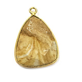 Picture Jasper Stone Necklace for Jewelry Making 15X20mm 18X25mm Triangle Bezel Charms Pendants 24K Gold Plated Over 925 Sterling Silver