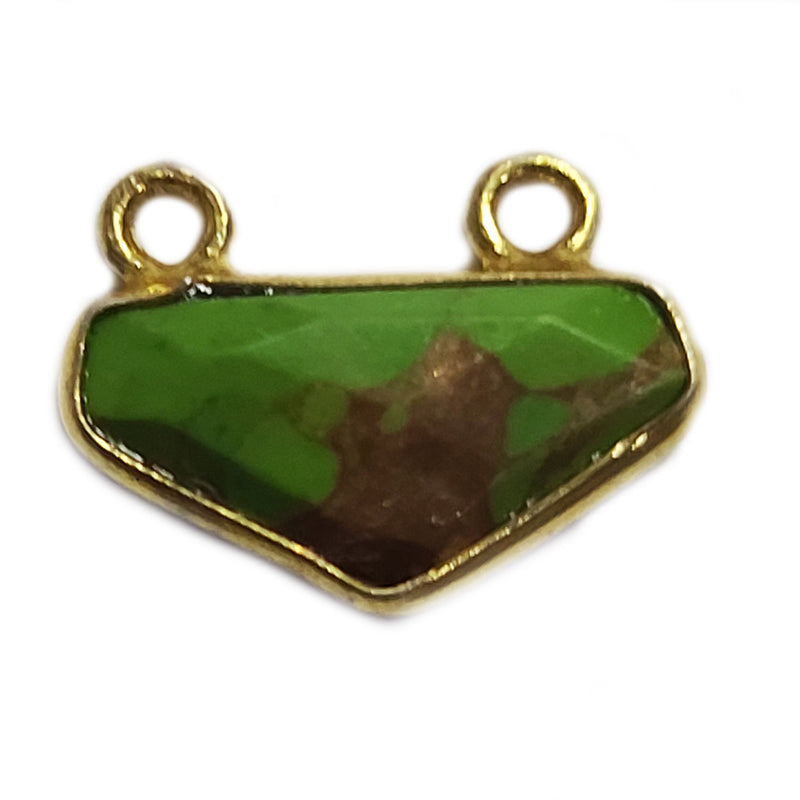 Green Turquoise Chevron/Half Hexagon Pendant - Boho Chic Gemstone Necklace with 24kt Gold Elegance