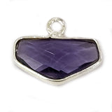 Amethyst Chevron Pendant, 925 Sterling Silver Bezel (10x15mm)