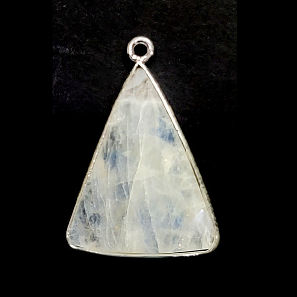 Rainbow Moonstone Stone Necklace for Jewelry Making 15X20mm 18X25mm Triangle Bezel Charms Pendants Connectors 925 Sterling Silver