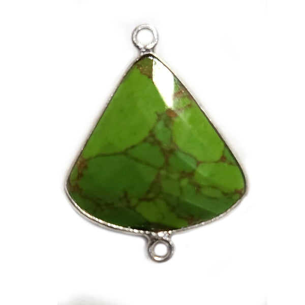 Green Turquoise Bell/Quarter Circle Pendant - Boho Chic Gemstone Necklace with 925 Sterling Silver Elegance