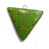Green Turquoise Triangle Pendant - Boho Chic Gemstone Necklace with 925 Sterling Silver Elegance
