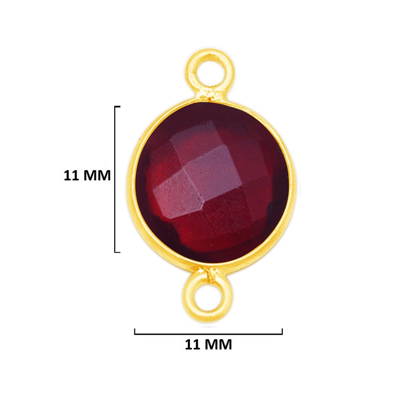 Garnet Coin/Round Pendant - Boho Chic Gemstone Necklace with 24kt Gold Elegance