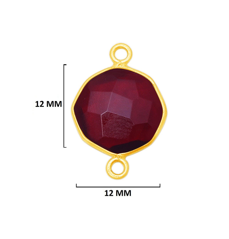 Garnet Hexagon Pendant - Boho Chic Gemstone Necklace with 24kt Gold Elegance