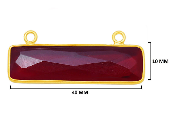 Garnet Rectangle/Bar Pendant - Boho Chic Gemstone Necklace with 24kt Gold Elegance