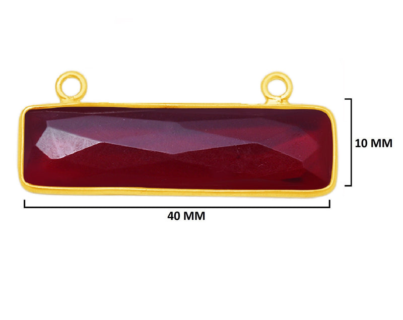 Garnet Rectangle/Bar Pendant - Boho Chic Gemstone Necklace with 24kt Gold Elegance