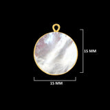 24K Gold Electroplated Mother Of Pearl Pendant - DIY Bezel Charm (10-18mm)