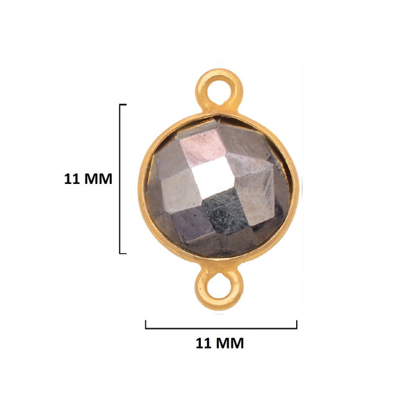 Pyrite Stone Necklace for Jewelry Making 11mm 15mm 18mm Coin/Round Bezel Charms Pendants 24K Gold Plated Over 925 Sterling Silver Chakra DIY