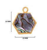 Abalone Shell Stone Necklace for Jewelry Making - 12mm 15mm 18mm Hexagon Bezel Charms Pendants 24K Gold Electroplated Chakra DIY