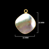 Mother Of Pearl Shell Stone Necklace for Jewelry Making - 12mm 15mm 18mm Cushion/Diamond Bezel Charms Pendants 24K Gold Electroplated DIY