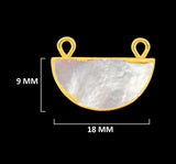 Mother Of Pearl Shell Stone Necklace for Jewelry Making - 9X18mm Moon/Crescent Bezel Charms Pendants 24K Gold Electroplated Chakra DIY