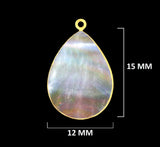 24K Gold Electroplated Mother Of Pearl Teardrop Pendant, Jewelry Making