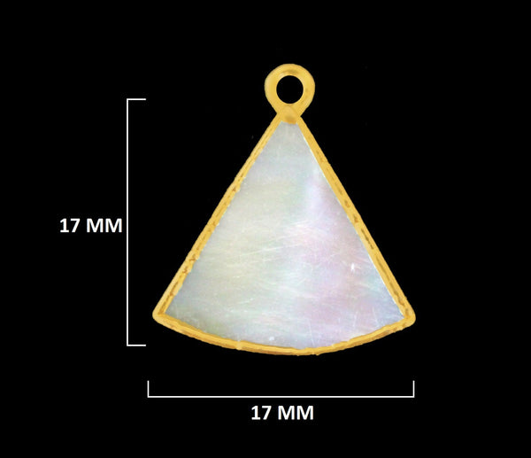 17mm Mother Of Pearl Bell Pendant – 24K Gold Electroplated Bezel Charm