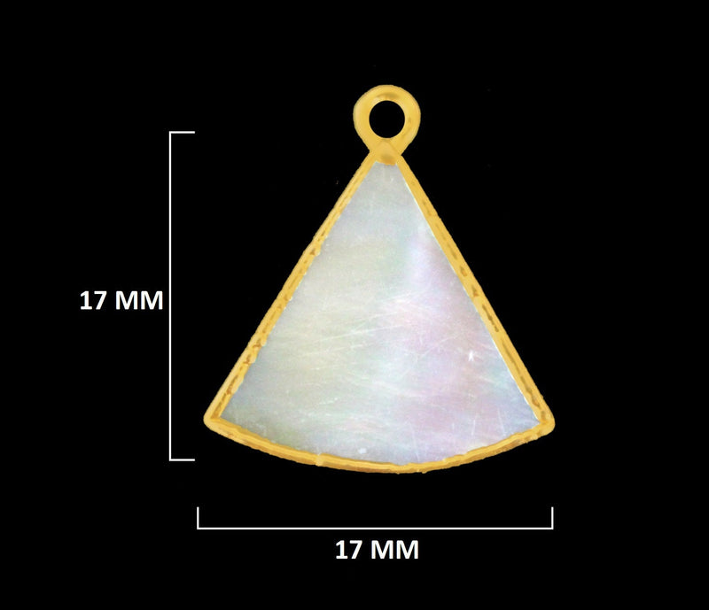17mm Mother Of Pearl Bell Pendant – 24K Gold Electroplated Bezel Charm