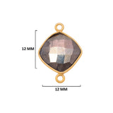 Pyrite Stone Necklace for Jewelry Making - 12mm 15mm 18mm Cushion/Diamond Bezel Charms Pendants 24K Gold Plated Over 925 Sterling Silver DIY