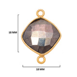 Pyrite Stone Necklace for Jewelry Making - 12mm 15mm 18mm Cushion/Diamond Bezel Charms Pendants 24K Gold Plated Over 925 Sterling Silver DIY