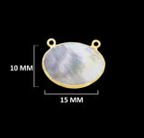 Gold Electroplated Mother of Pearl Charm, Oval Bezel Pendant
