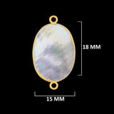 Gold Electroplated Mother of Pearl Charm, Oval Bezel Pendant