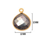 Pyrite Stone Necklace for Jewelry Making - 12mm 15mm 18mm 25mm 30mm Heart Bezel Charms Pendants 24K Gold Plated Over 925 Sterling Silver DIY