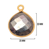 Pyrite Stone Necklace for Jewelry Making - 12mm 15mm 18mm 25mm 30mm Heart Bezel Charms Pendants 24K Gold Plated Over 925 Sterling Silver DIY