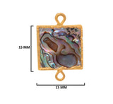 Abalone Shell Stone Necklace for Jewelry Making - 15mm Square Bezel Charms Pendants 24K Gold Electroplated Chakra DIY