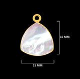 24K Gold Electroplated Mother of Pearl Triangle Charm – DIY Pendant (15mm 15X20mm 18X25mm)