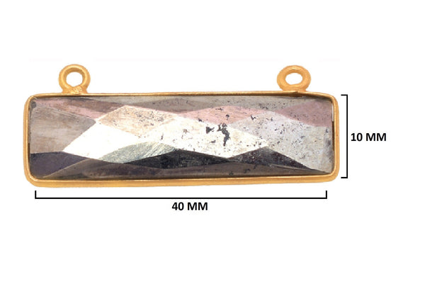 Pyrite Stone Necklace for Jewelry Making 10X40mm 15X20mm 8X30mm Rectangle/Bar Bezel Charms Pendants 24K Gold Plated Over 925 Sterling Silver